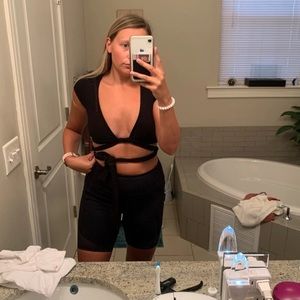 Wrap Tie Black Crop Top
